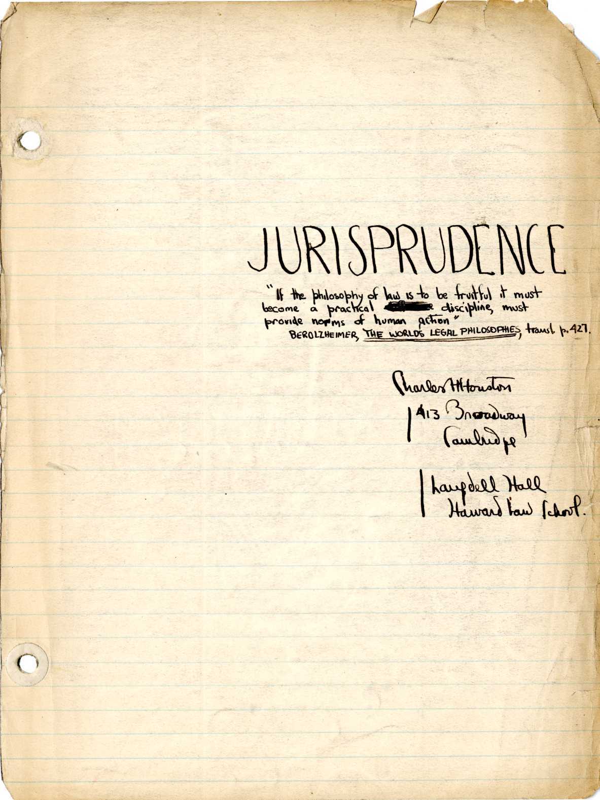 A note written by Charles Hamilton Houston