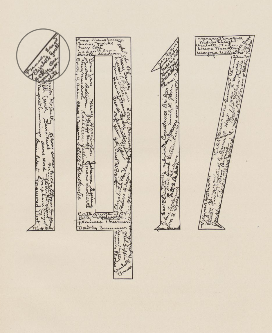 Signatures of all the class of Radcliffe's 1917