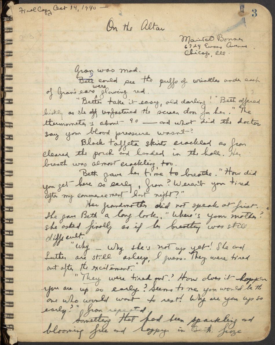 Pages of Bonner's notebook