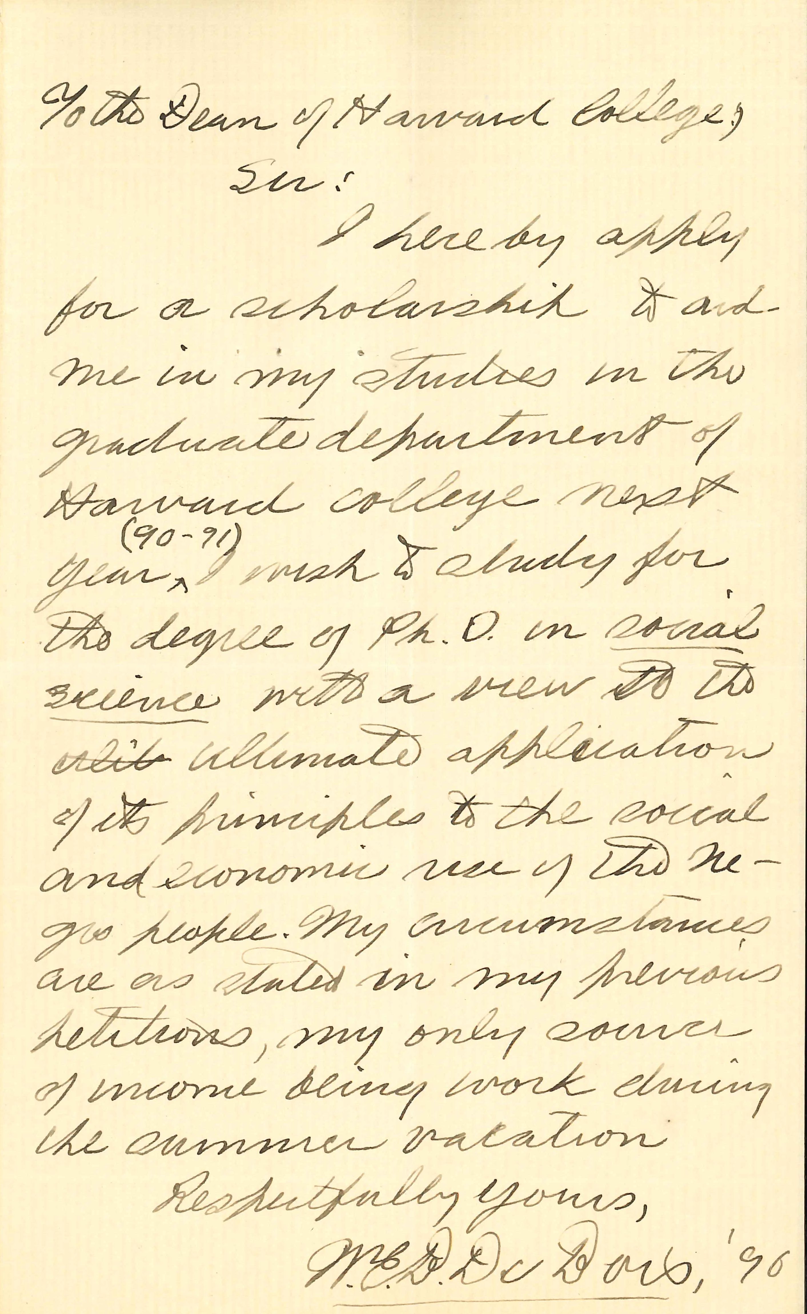 A note written by W.E.B. Du Bois