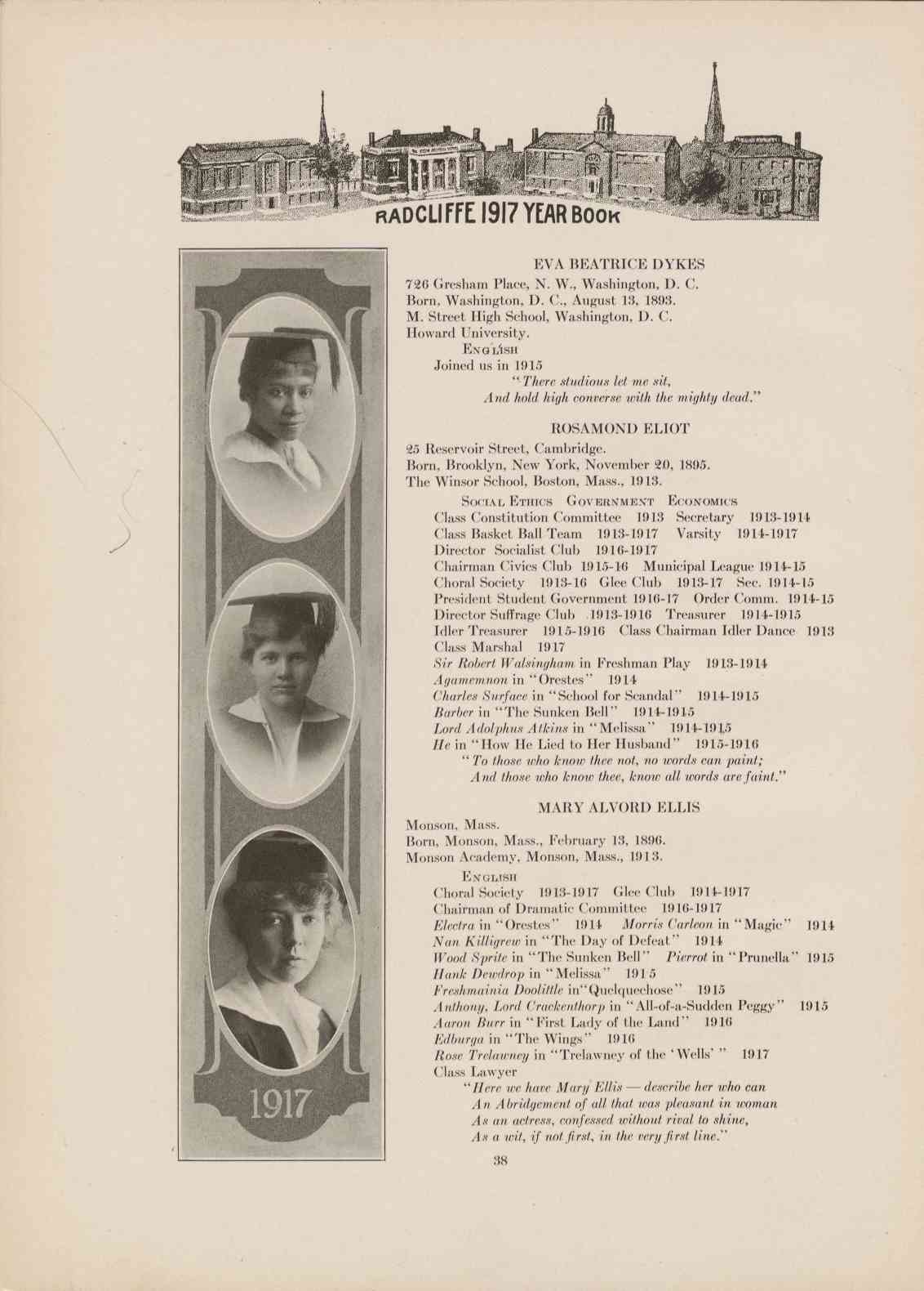 A yearbook page with Eva B. Dykes