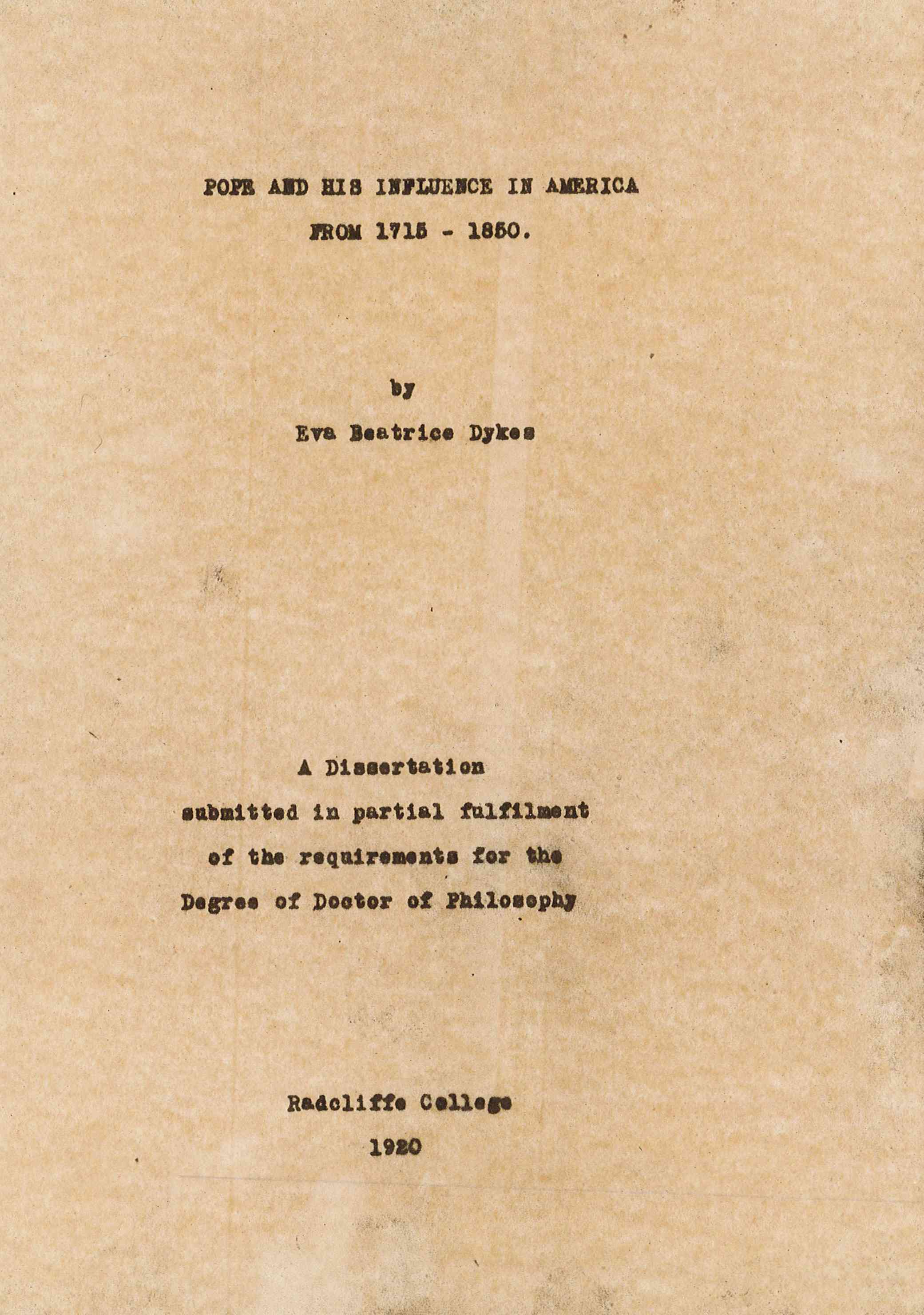 Eva B. Dykes dissertation