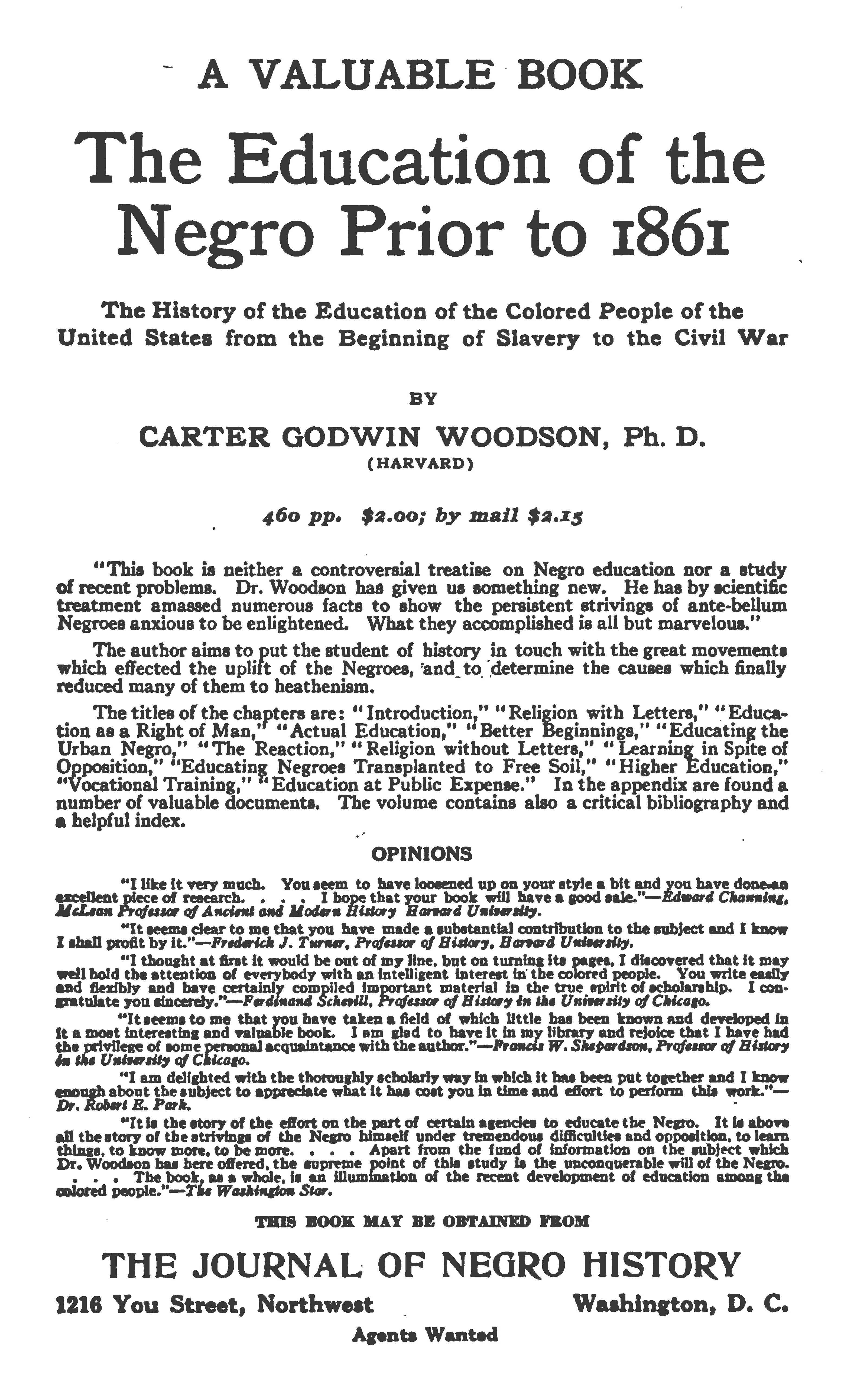 An article written by Carter Woodson
