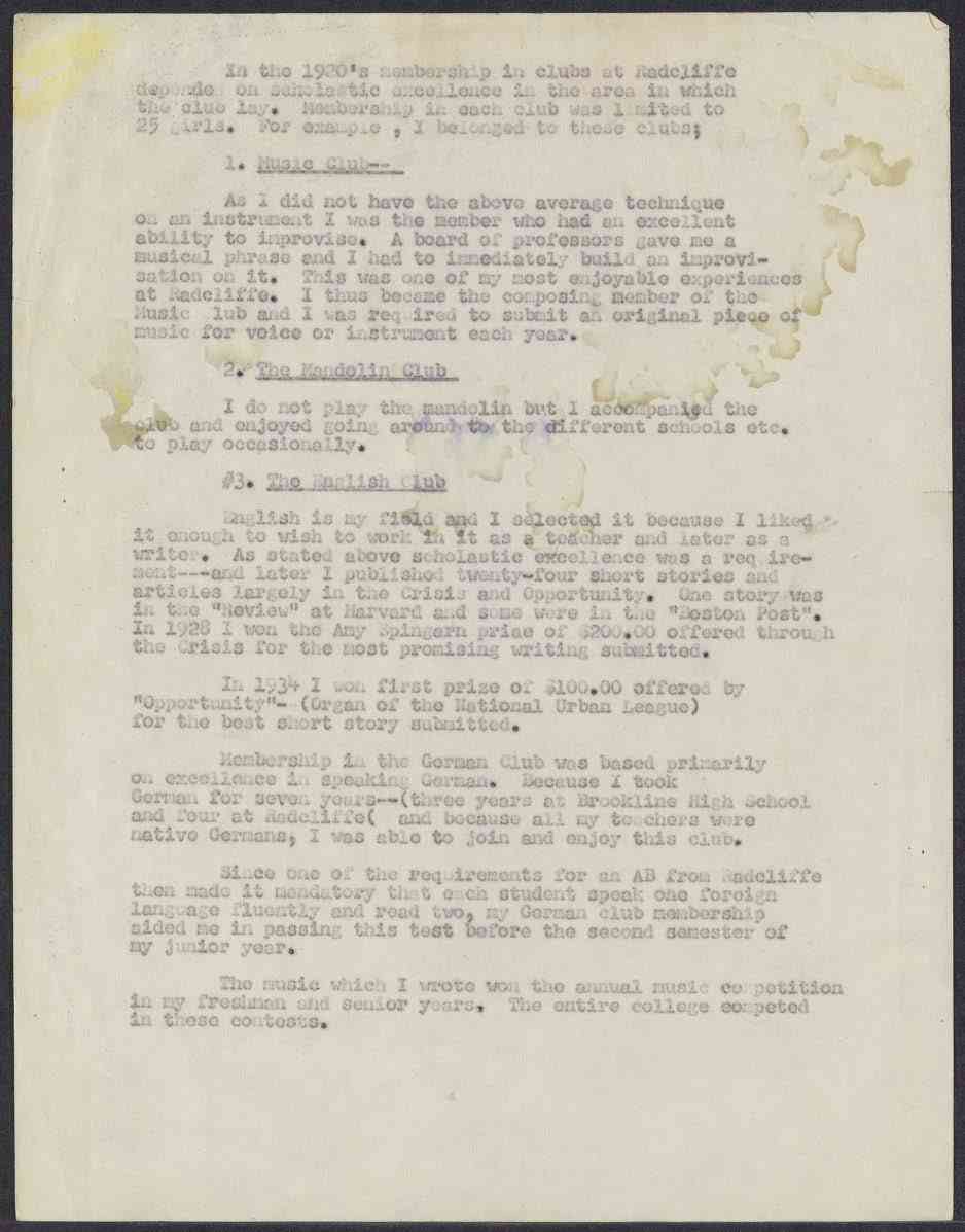 The second part of A letter written by Bonner asking for degree, awards, and activities at Radcliffe