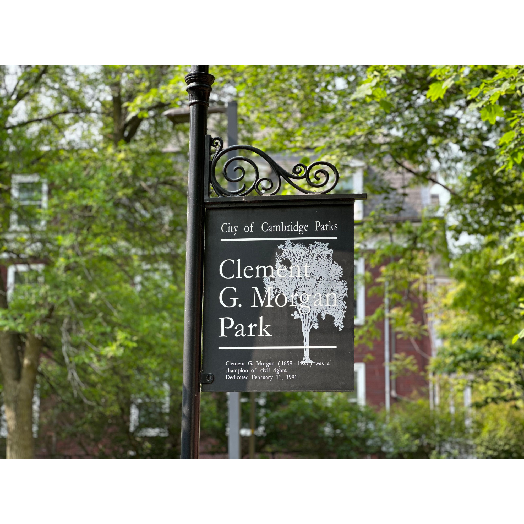 A sign for Clement Morgan park
