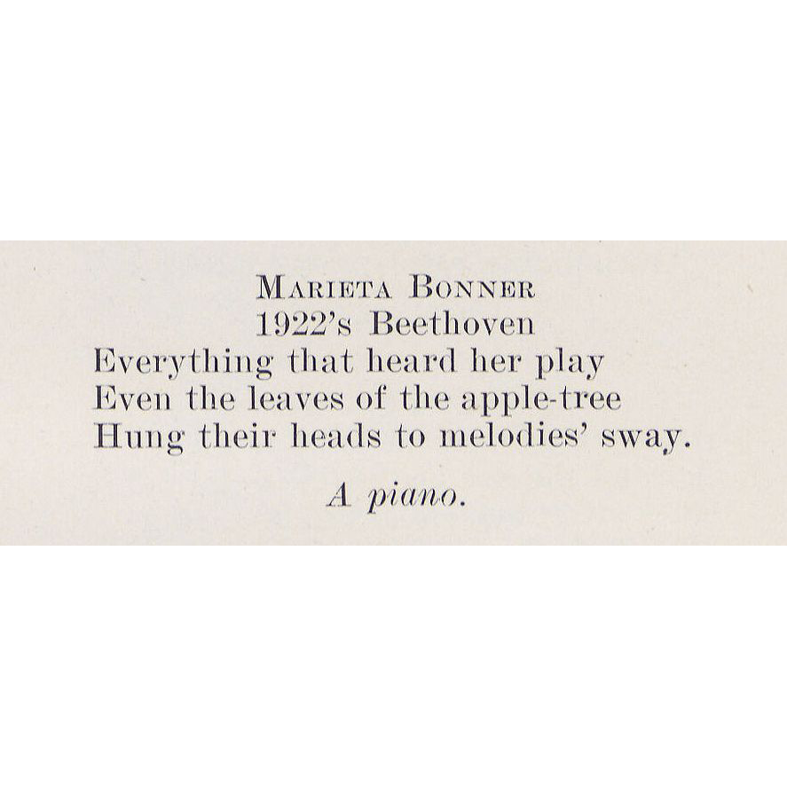 A note about Marita Bonner's piano playing at Radcliffe