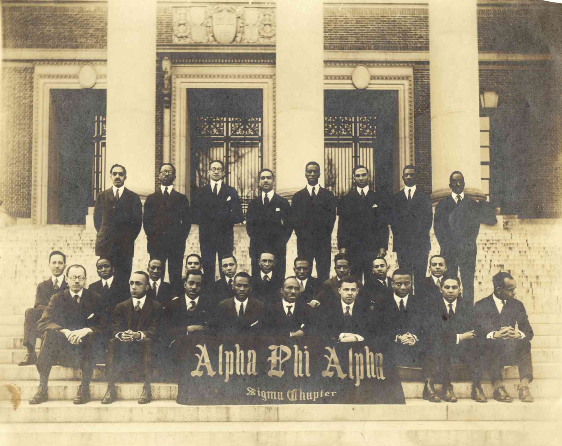 Alpha Phi Alpha Fraternity, Inc. on Widener Library steps