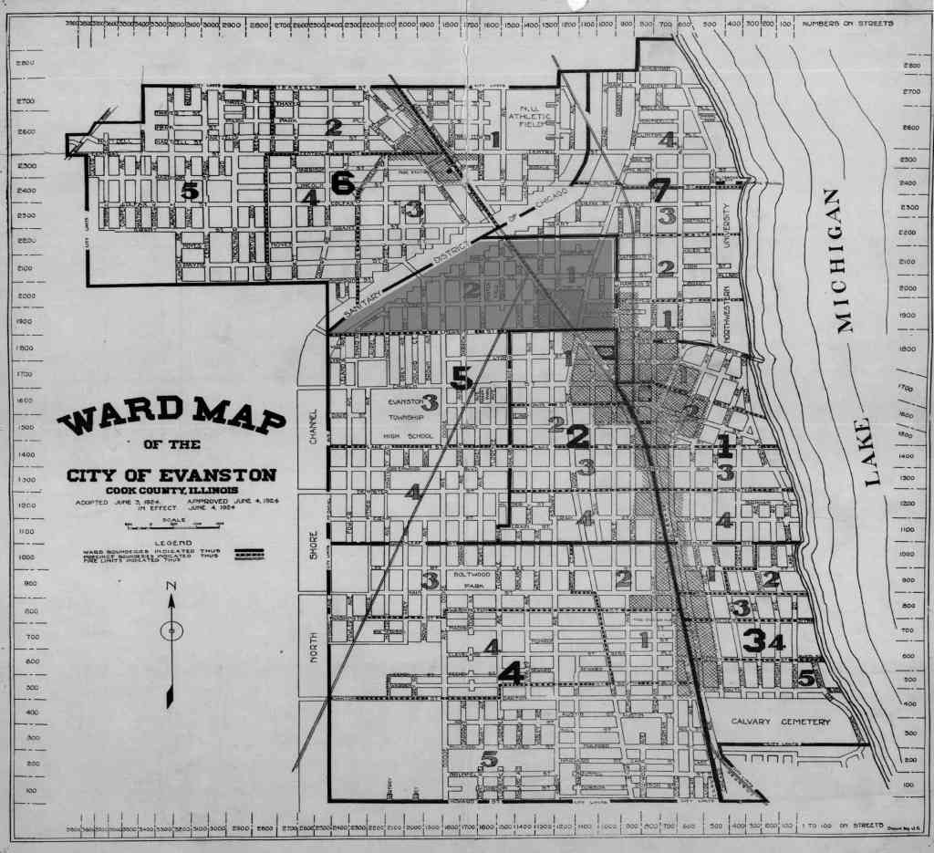 Ward Map of the City of Evanston, Cook County, Illinois.
