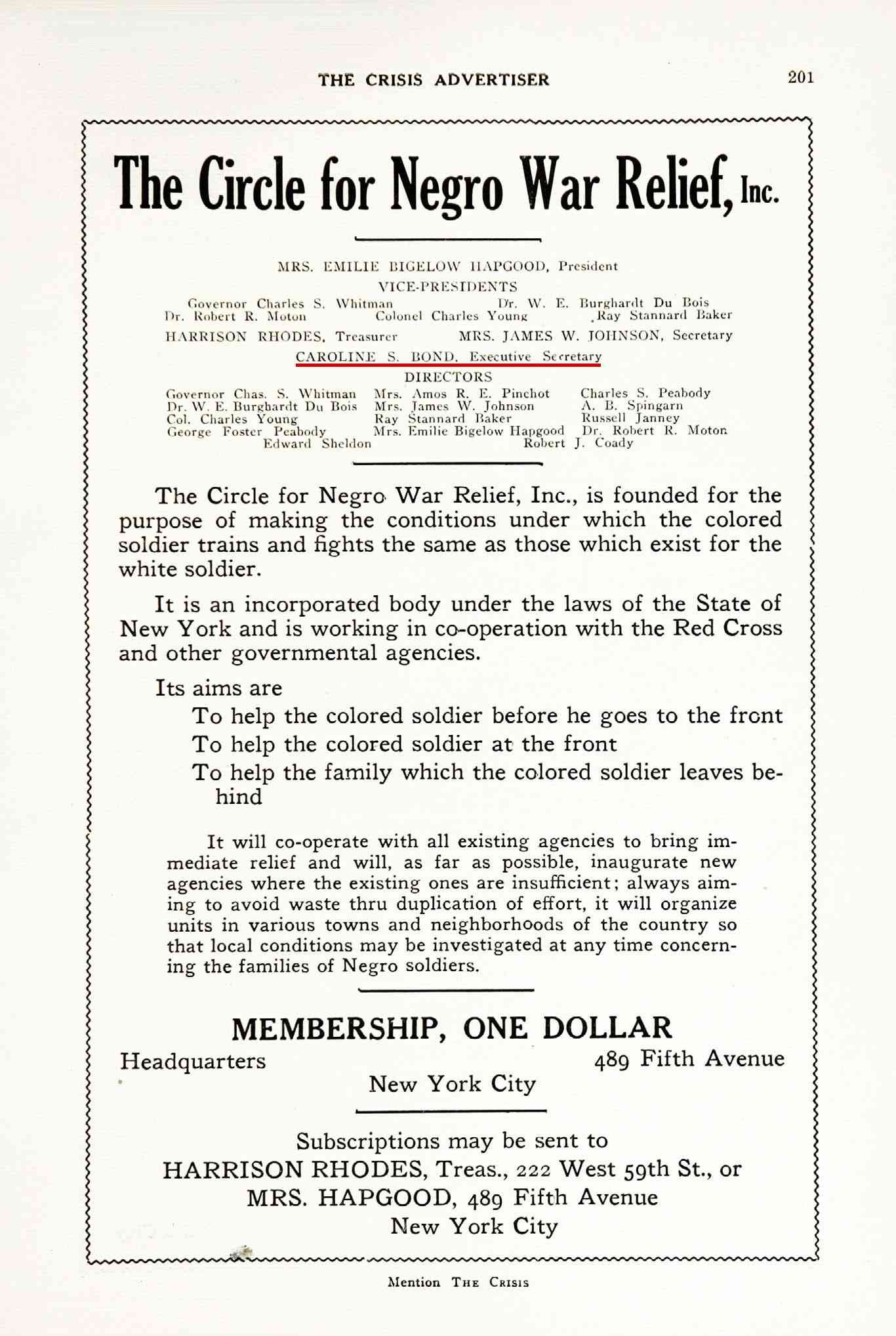 A Circle for Negro War Relief advertisement