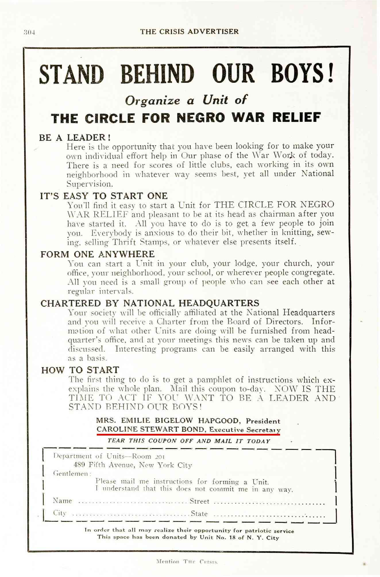 A Circle for Negro War Relief advertisement