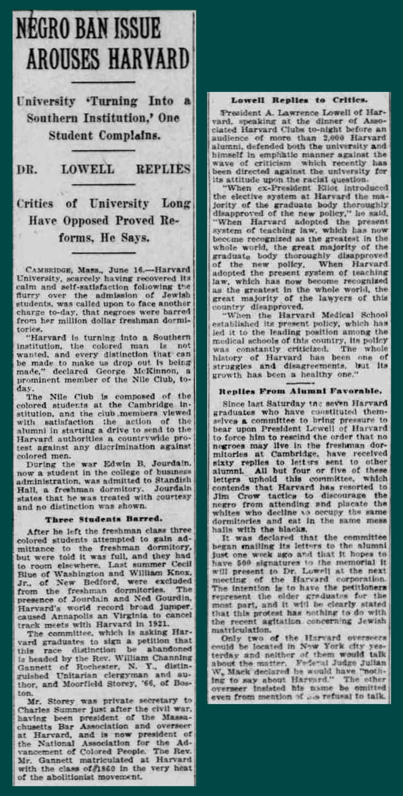 An article about the segregation of Harvard's dorms