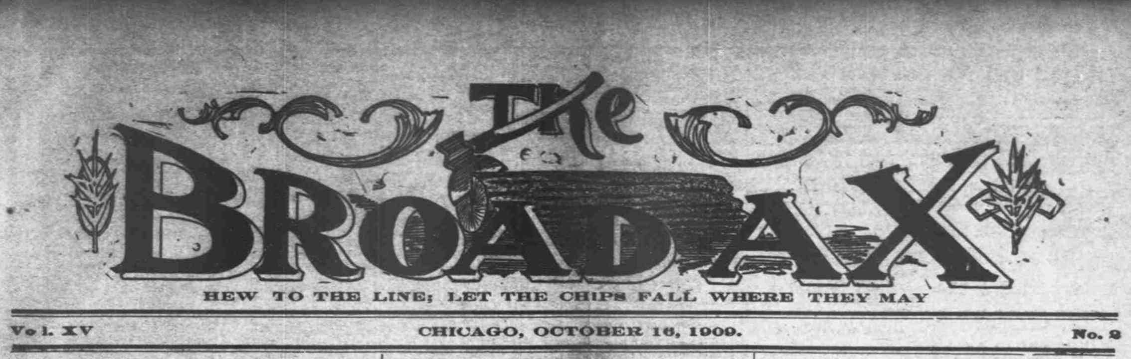 The masthead of a newspaper called the Broad Ax
